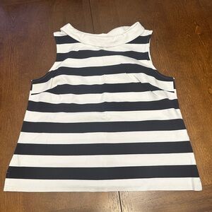 Talbots Navy and White Striped Top